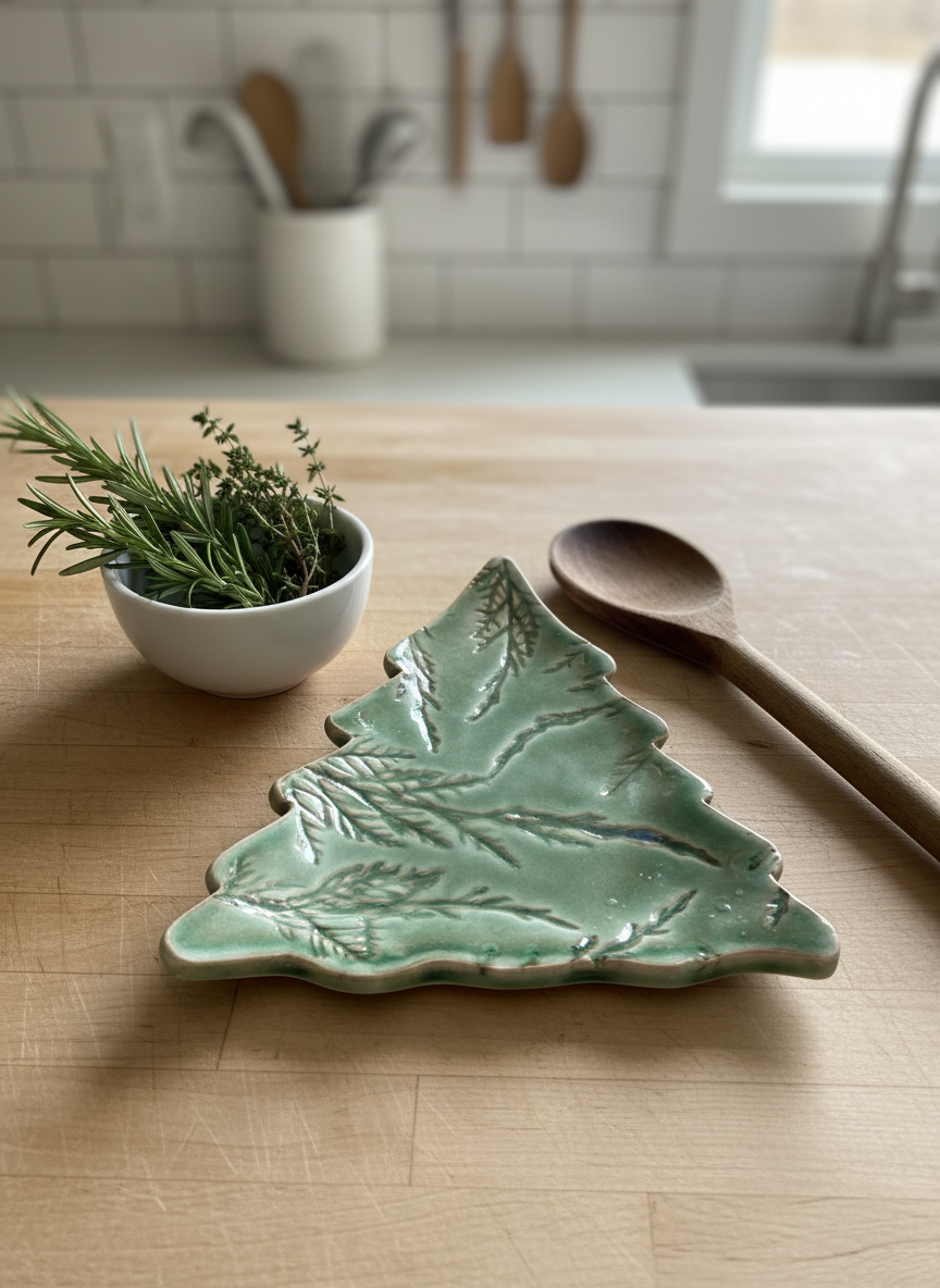 Evergreen Spoon Rest in Kitchen Setting